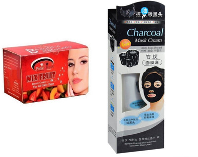 

Pink Root Mix Fruit Bleach 250g, Charcoal Mask Cream Anti-blackhead(Set of 2)