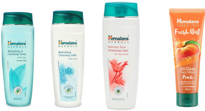 

Himalaya Refreshing clarifying toner, refreshing cleansing milk, intensive face moisturizing lotion, Fresh Start Oil Clear peach Face Wash(Set of 4)