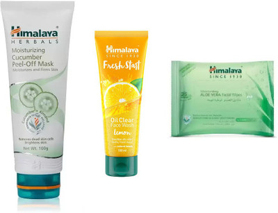 

Himalaya fresh start oil clear lemon face wash, moisturizing cucumber peel of mask, moisturizing aloe vera facial wipes(Set of 3)