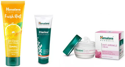 

Himalaya fresh start oil clear lemon face wash, clarina anti acne face mask, anti wrinkle cream(Set of 3)