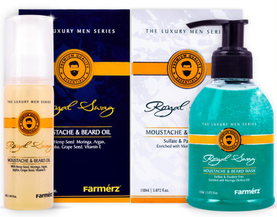 

Farmerz Best Beard Combo- The Royal Swag Series | Beard Oil 50ml + Beard Wash 150ml(Set of 2)