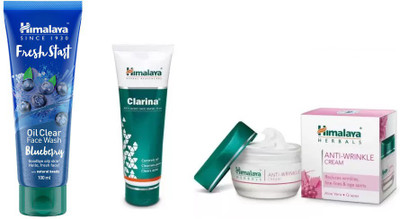 

Himalaya fresh start oil clear blueberry face wash, clarina anti acne face mask, anti wrinkle cream(Set of 3)