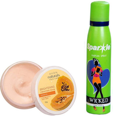 

Avon Anew papaya whitening smoothies face mask (75 g) With one sparkle perfume spray 150 ml(Set of 2)
