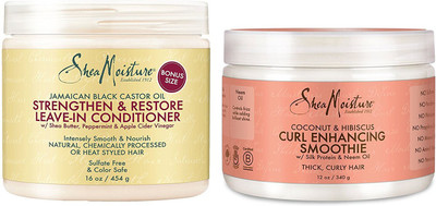 

Shea Moisture Conditioner Combination Pack – 16 oz. Strengthen, Grow & Restore Leave-In Conditioner & 12 oz. Coconut & Hibiscus Curl Enhancing Smoothie(Set of 2)