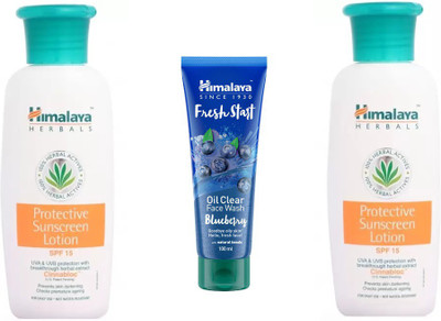 

Himalaya Protective Sunscreen Lotion, Fresh Start Oil Clear Blueberry Face Wash(Set of 3)