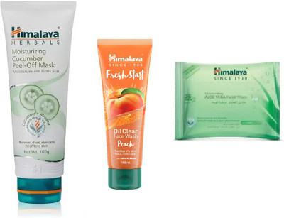 

Himalaya fresh start oil clear peach face wash, moisturizing cucumber peel of mask, moisturizing aloe vera facial wipes(Set of 3)