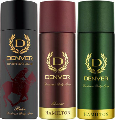 

Denver Sporting Club New Rider, Hamilton & Honour Deodorant Body Spray - For Men(495 ml, Pack of 3)