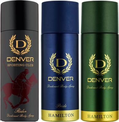 

Denver Sporting Club New Rider, Pride & Hamilton Deodorant Body Spray - For Men(495 ml, Pack of 3)