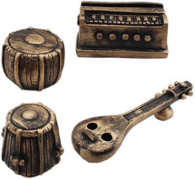 

Tootpado 1 Compartments Resin Indian Musical Set Desk Organiser - Set of 4 (Veena-Harmonium-2Tablas) (8DOR03) - Pen Stand, Visiting Card Holder, Paper Weight(Brown)