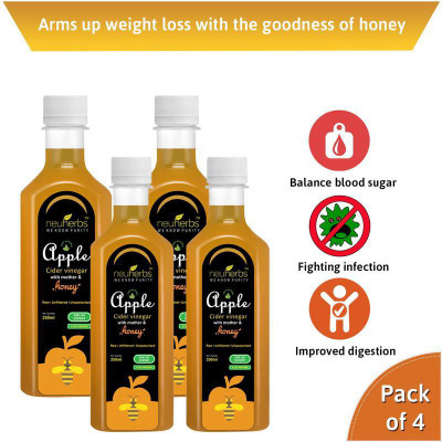 Neuherbs Apple Cider Vinegar with mother & honey for Weight Loss Apple Cider Vinegar(4x350 ml, unflavoured Flavored) Neuherbs Apple Cider Vinegar with mother & honey for Weight Loss Apple Cider Vinegar(4x350 ml, unflavoured Flavored)