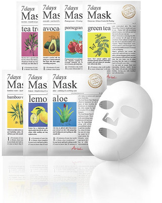 

Ariul 7 Days Mask Set(7 Sheet Masks), Natural Premium Facial Face Mask, Green Tea, Tea Tree, Aloe, Avocado, Bamboo Water, Lemon, Pomegranate(200 g)