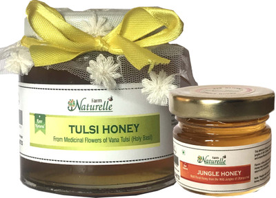 Farm Naturelle Tulsi Forest Flower Honey - 250 Grams with 40 Gms Forest Flower Honey (Ayurved Recommended)-Huge Medicinal Value Combo(2)