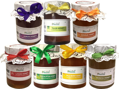 

Farm Naturelle (Pack of 7x815Gms) Forest Flower Honey/Jungle Honey, Tulsi Flower Honey, Jamun Flower Forest Honey, Acacia Honey, Litchi Honey, Wild Berry/Sidr Forest Honey, Eucalyptus Honey Combo(7)