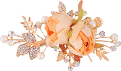

Sanjog Beauty Rhinestone Crystal Peach Flower Hair Clip For Girls/Women Wedding Bridal Hair Clip(Orange, Gold)