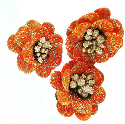 

RAAYA Rose Flower Hair Pins For Women And Girls Hair Pin, Bun Clip(Orange)