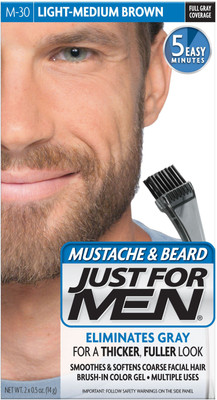 

Just for Men Brush-In Color Gel for Mustache & Beard Light-Medium Brown M-30 1 kit Hair Color(Multicolor)
