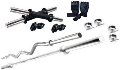 

Monika Sports 3 ft straight rod + 3 ft curl rod with 4 locks + 2 dumbell rods + gym gloves Home Gym Kit