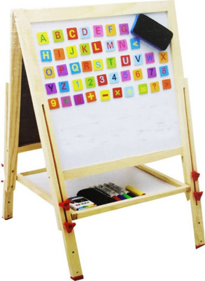 

Vortex Toys Two-sided Height Adjustable 2 in 1 Black & White Wooden Drawing Board With Easel Chalk for Kids (Multicolor)(Multicolor)