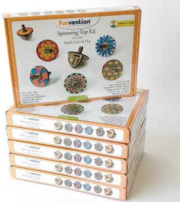 

funvention (Pack of 6) Spinning Top Kits - Set of 6 DIY Fidget Spinner Top - DIY Coloring & Gravity Spinning Leanring Kit for Kids - Birthday Return Gift - Fun Desk Toys(Multicolor)