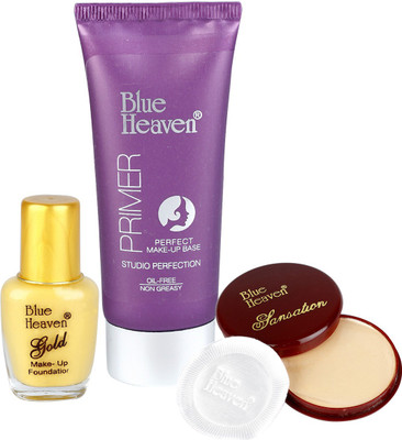 

Blue Heaven Primer 30g , foundation 13ml and compact powder 20g complete combo pack for home makeup(Pack of 3)