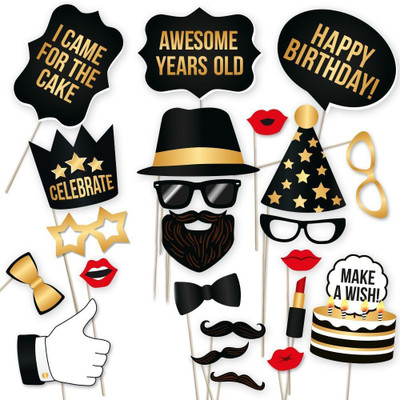 

PARTY PROPZ Birthday Photobooth 23 Pcs Photo Booth Board(Birthday)