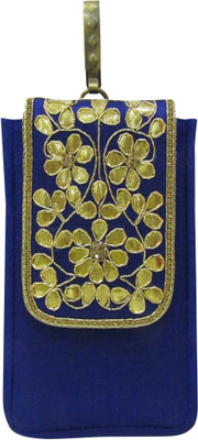 

Deepsum Ethnic Raw Silk Gota Work Saree Clutch Mobile Pouch Waist Clip Ladies Purse Gift For Women Mobile Pouch(Blue)