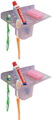 

QTM 2 pieces Transparent Plastic Unbreakable Soap Dish Tooth Brush Paste Holder Home Acrylic Bathroom Faucets Accessories 3 in 1(Transparent)