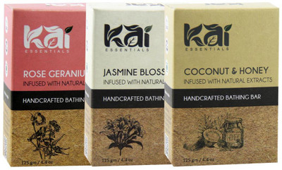 

Kai Essentials Rose Geranium, Jasmine, Coconut & Honey Bathing Bar(375 g, Pack of 3)