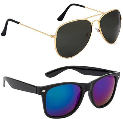 SAM Aviator, Wayfarer Sunglasses(For Men & Women, Black)