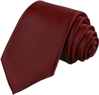 Qtsy Slim Tie For Formals and party Maroon Solid Men Tie