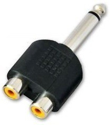 

TECHON TV-out Cable 6.35mm Mono Male Plug to 2RCA Jack Female Splitter Adaptor Audio Video Connector(Black, For Home Theater)