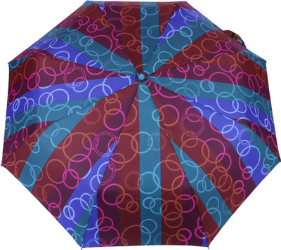 

FabSeasons Abstract circle Purple Digital Printed Automatic 3 fold Umbrella for Rains, Summer and all Seasons Umbrella(Purple)