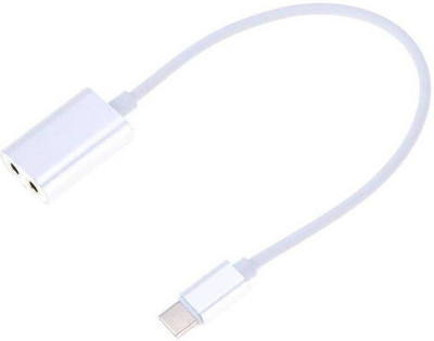 

OLECTRA Type-C To Female 3.5mm dual Jack Earphone Adapter SPLITTER (Silver) ot Sound Card(Silver)
