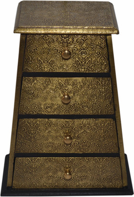 

Desert Overseas Wooden Multicolor Hand Painted Metal Fitting Pyramid 5 Drawer Box Mulri Use Vanity Box(Multicolor)
