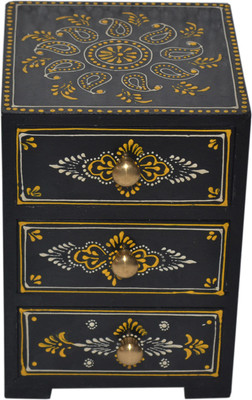 

Desert Overseas Wooden Multicolor Hand Painted 3 Drawer Box Vertical Mulri Use Vanity Box(Multicolor)