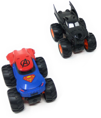 

Akrobo Palm Size Super Hero Car Superman & Batman Inertia Powered and Four Wheel Drive Power(Multicolor)