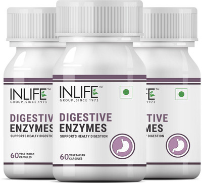 

Inlife Digestive Enzymes Supplement for Digestive Support - 60 Vegetarian Capsules(180 No)