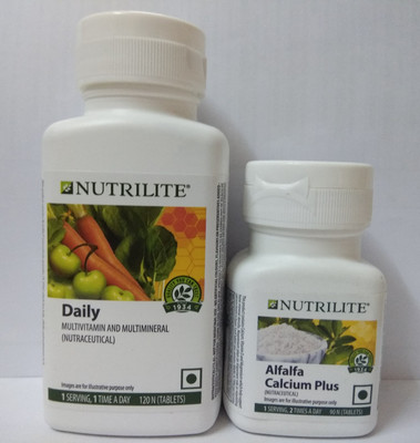 

amway Nutrilite Daily - 120N Tablets and Nutrilite Alfalfa Calcium Plus - 90N Tablets Combo set(210 mg)