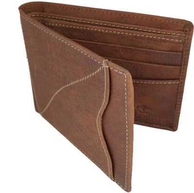 

NUKAICHAU Men Brown Genuine Leather Wallet(6 Card Slots)