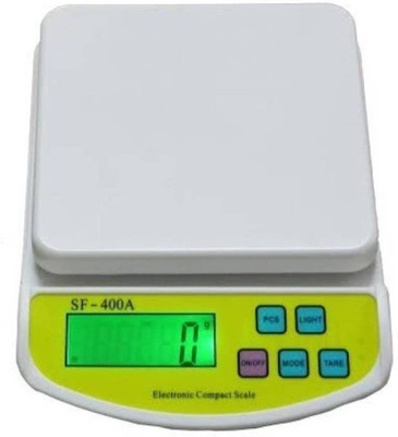 

MANOGYAM Premium Quality Multipurpose LCD Screen with Backlit Digital Weighing Scale Machine Upto 10 Kg For Measuring Food Vegetable and more. (SF-400A) Weighing Scale(Off White)