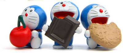

Toy Mela Set of 3 Doremon Action Figure with Cherry , Chocolate and Biscuit - 4.5 - 5 cm each figure(Multicolor)