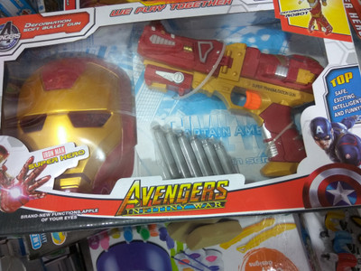 

Kids Fest All New Avenger Infinity War Iron Man Launcher With Iron Man Mask, Soft Bullet Blaster Gun Toy with 6 Soft Darts for 6+(Red)