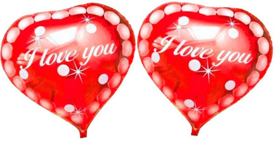 

AMFIN Printed Pack OF 2 Heart Shape Red Balloon For valentine decoration Material, Wedding Engagement Balloon(Red, Pack of 2)