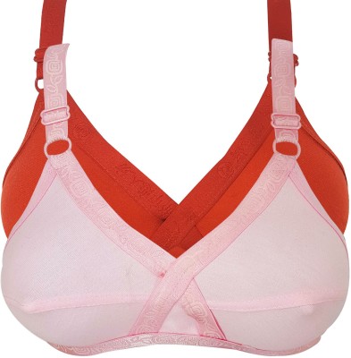 X-WELL Women Full Coverage Non Padded Bra(Red, Pink)