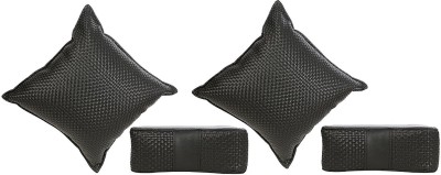 AuTO ADDiCT Black Leatherite Car Pillow Cushion for Hyundai(Rectangular, Pack of 4)