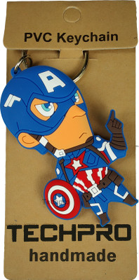 

Techpro Doublesided Rubber Superhero Captain America figure design Key Chain(Multicolor)