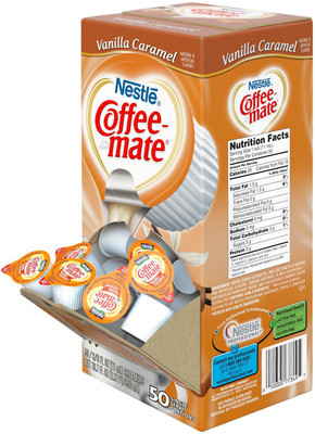 

Nestle Coffee-mate Coffee Creamer, Vanilla Caramel, 0.375oz liquid creamer singles, 50-count - 550ml (18.7oz) Instant Coffee(550 g)
