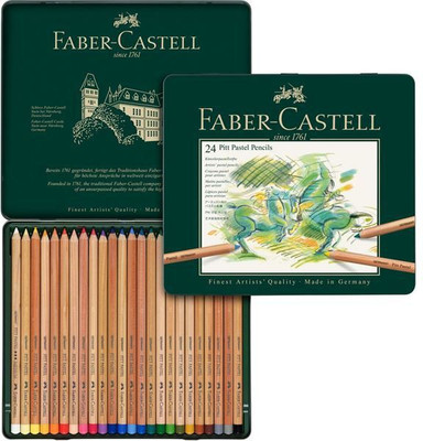 

Faber-Castell Color pencil Pitt Pastel tin of 24 (#112124) Round Shaped Color Pencils(Set of 24, Multicolor)