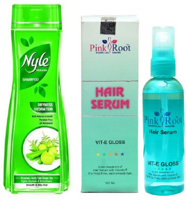 

Pink Root Hair Serum 100ml, Nyle 180ml Dryness Hydration Shampoo(Set of 2)