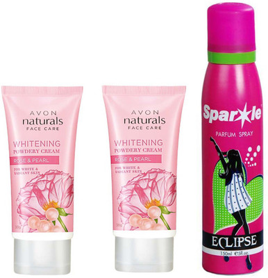 

Avon Anew two Naturals Rose and pearl powdery night cream (50 g) With one sparkle perfume spray 150 ml(Set of 3)